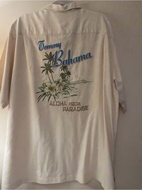 Tommy Bahama Cream Short-Sleeve Embroidered Resort Shirt